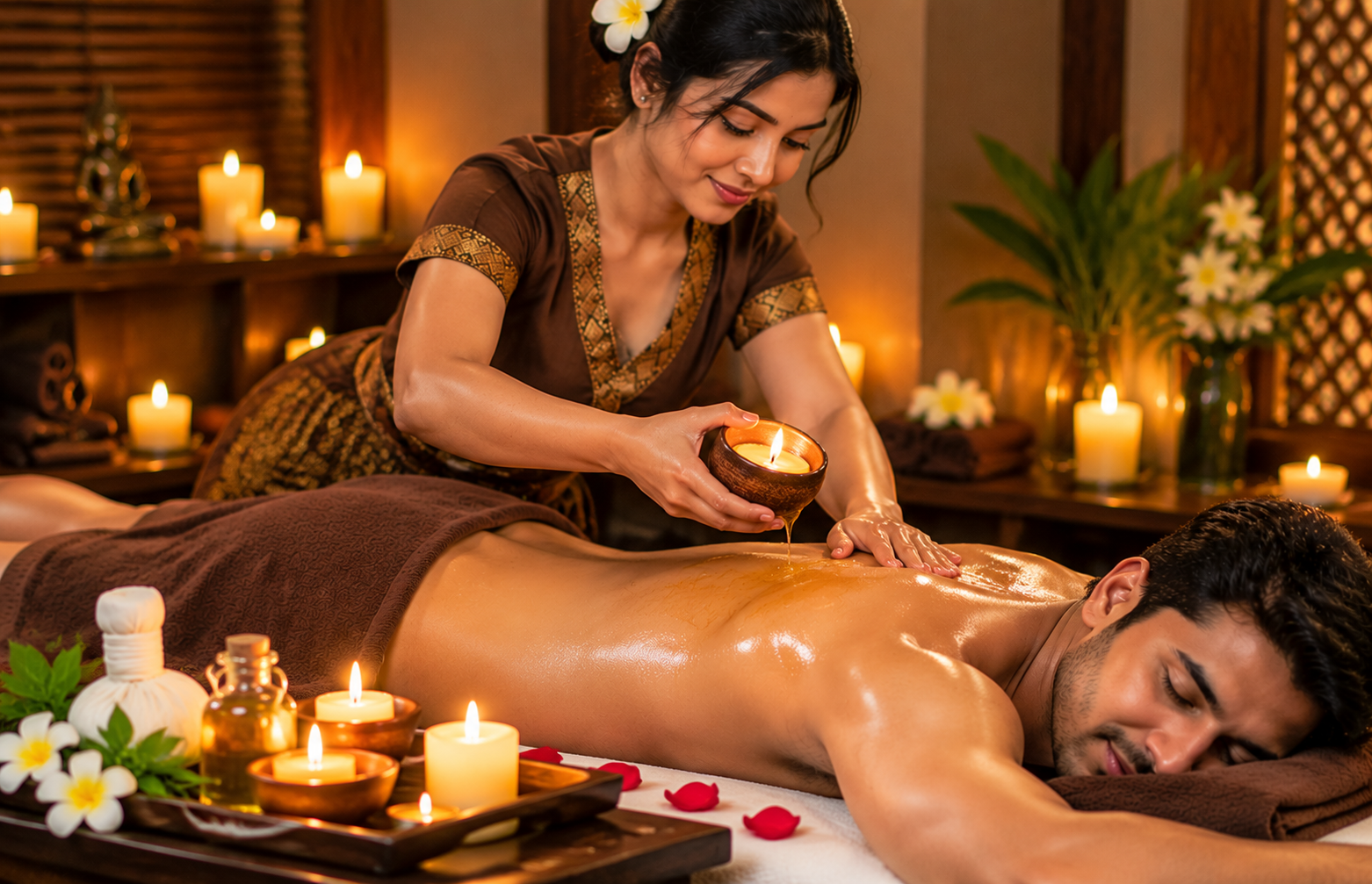 Candlelit spa massage