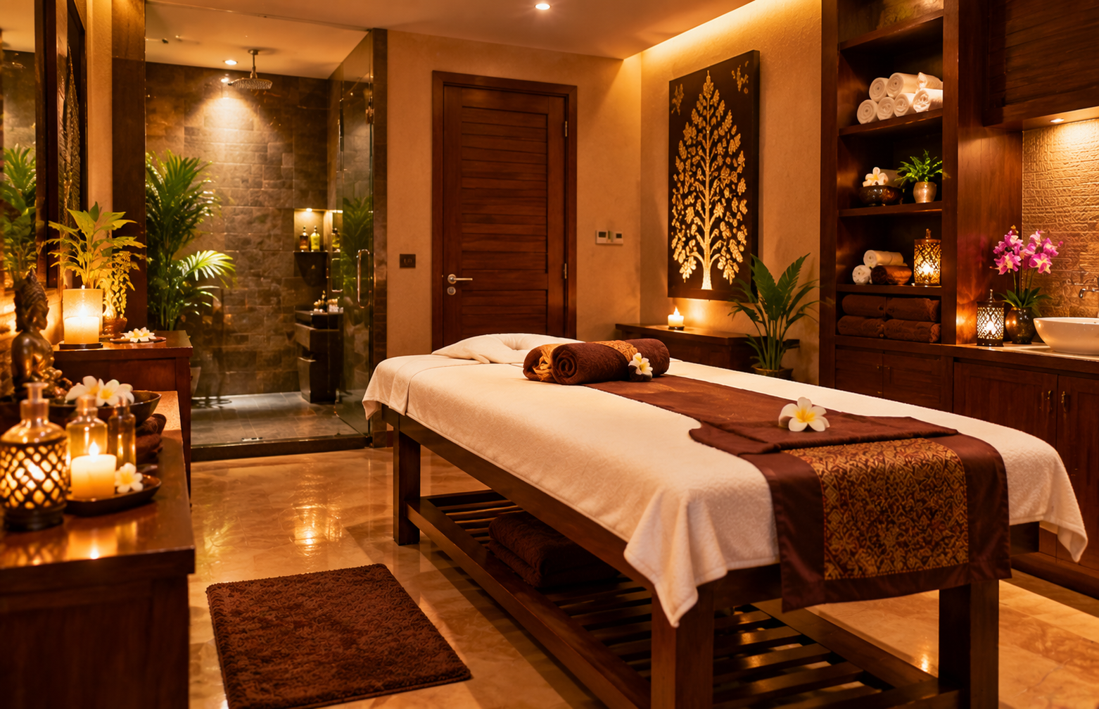 Warmly lit spa room at Dhaka VIP Spa Center