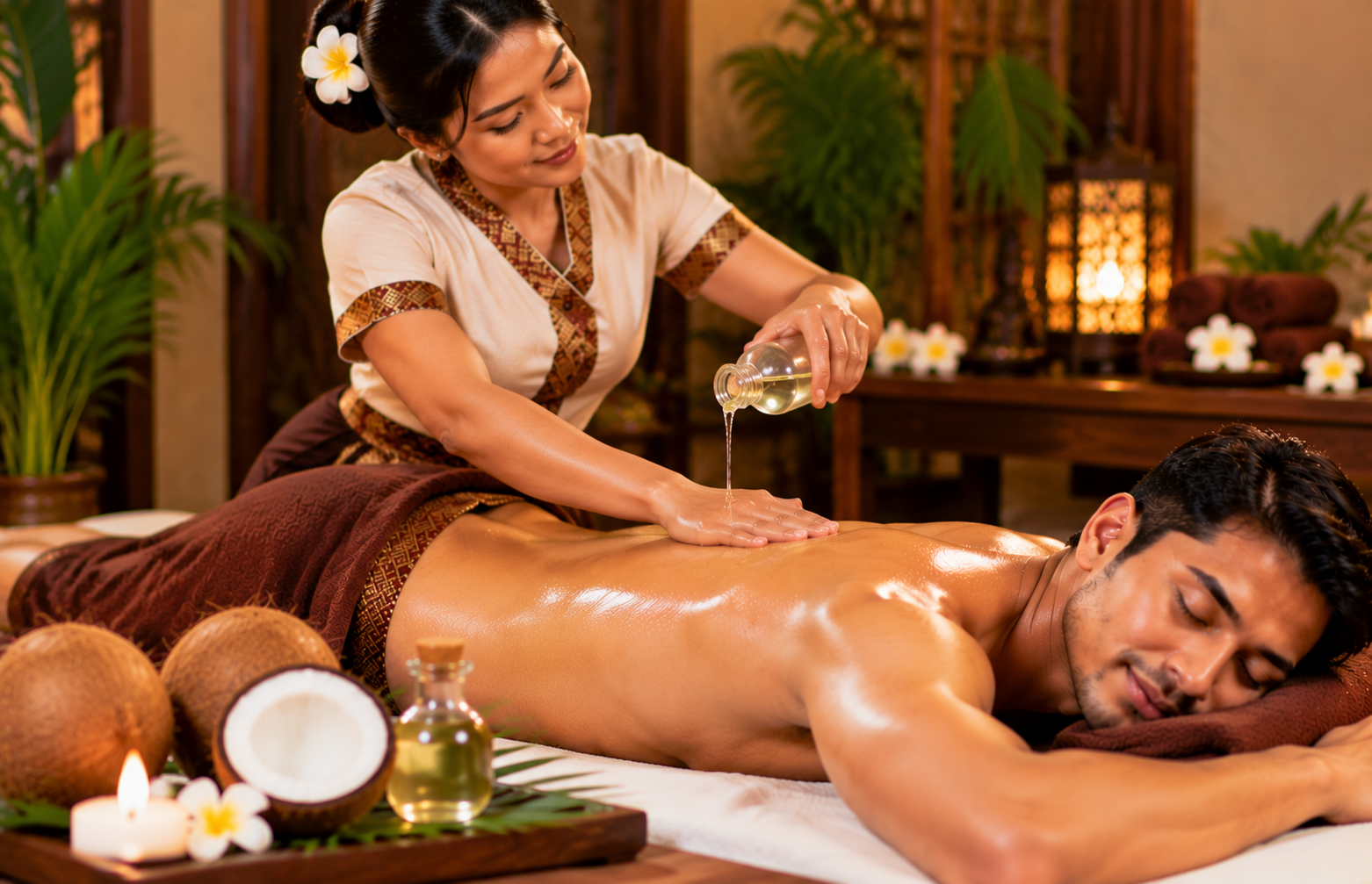 Coconut oil massage treatment