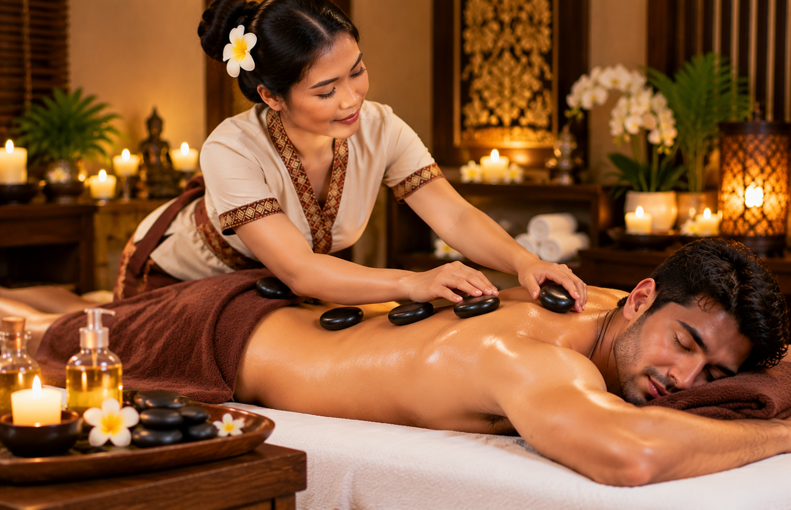 Hot stone massage treatment